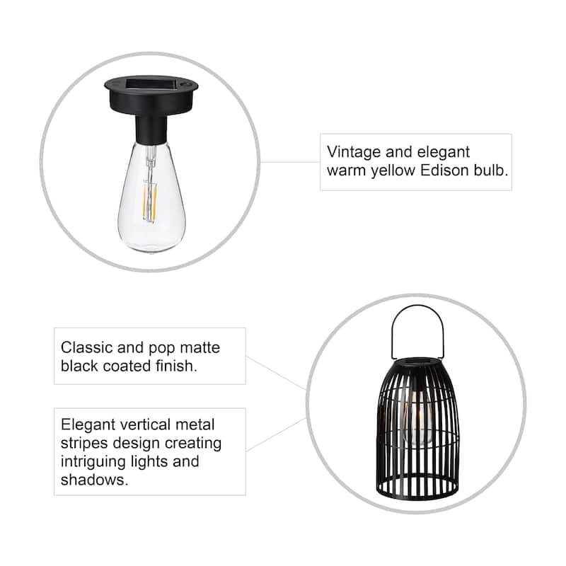 Glitzhome 9.75"H Metal Woven Solar Powered Outdoor Hanging Lantern