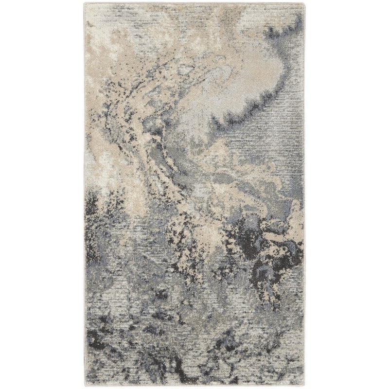 Cadow Power Loomed Abstract Modern Stain Resistant Area Rug By HomeRoots - 45' X '26' X '0.5