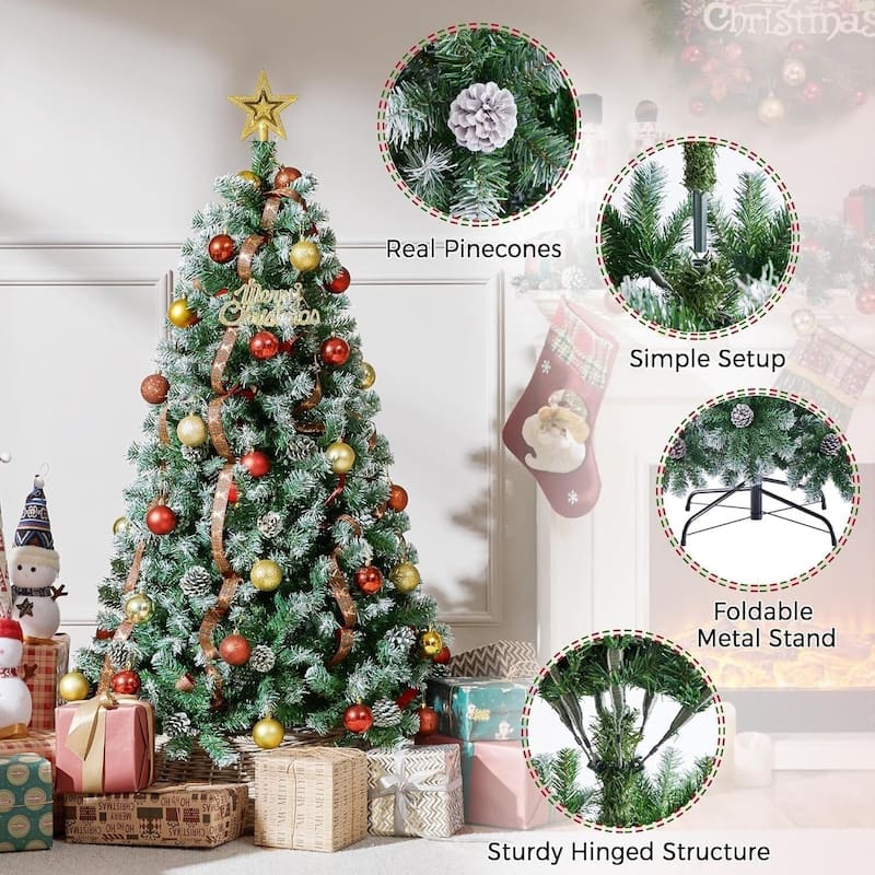 Holiday Christmas Tree with Pine Cones for Home, Office, Party Decoration