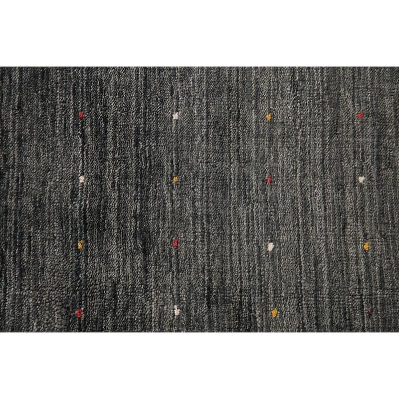 Grey Tribal Gabbeh Oriental Area Rug Handmade Silk Carpet - 6'8" x 9'2"