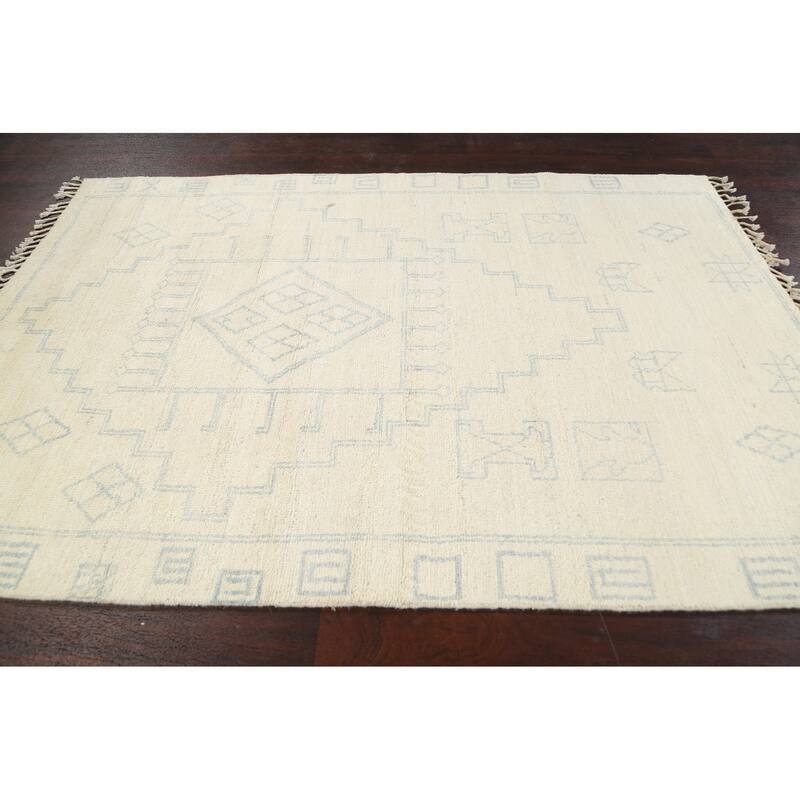 Vegetable Dye Moroccan Berber Oriental Area Rug Wool Handmade - 5'6" x 7'11"