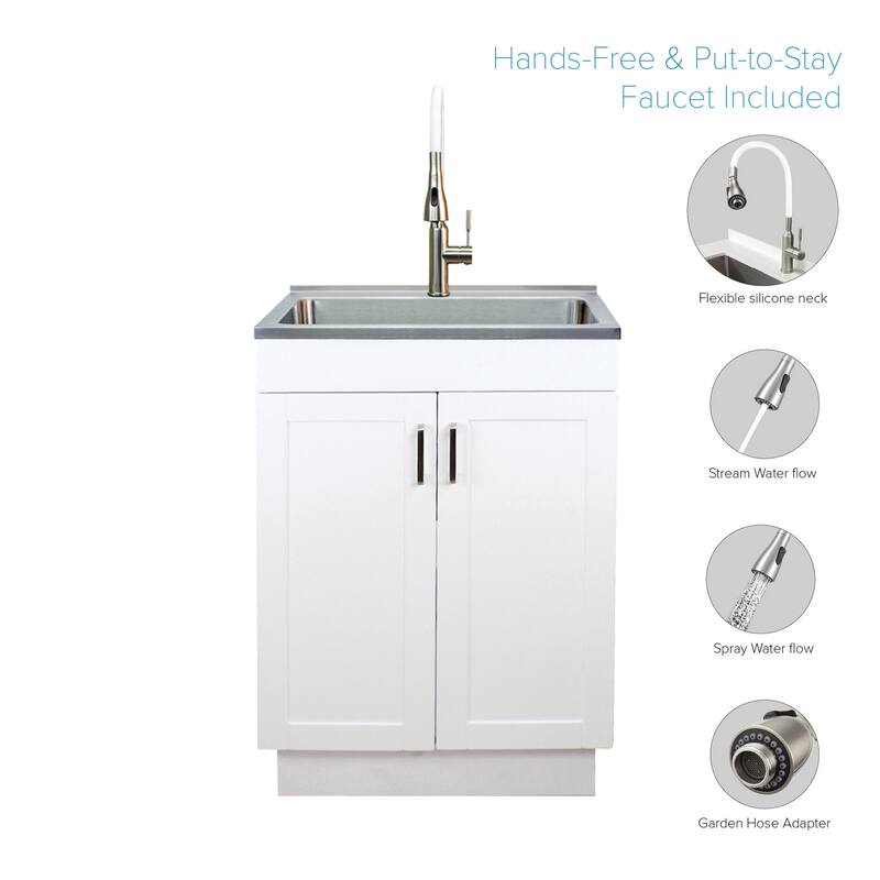 Transolid 24-inch All-in-One Laundry Sink Utility Cabinet - 23" x 19.52" x 34.5"