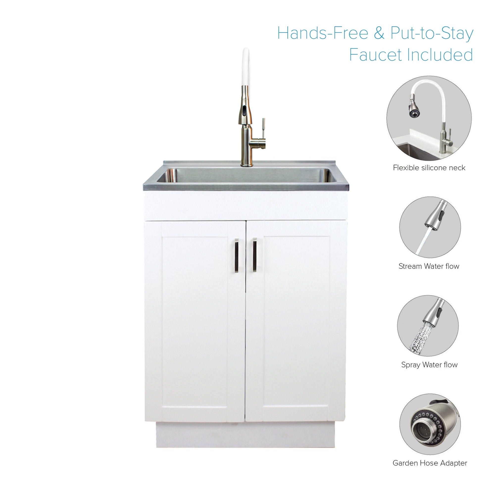 Transolid 24-inch All-in-One Laundry Sink Utility Cabinet - 23" x 19.52" x 34.5"