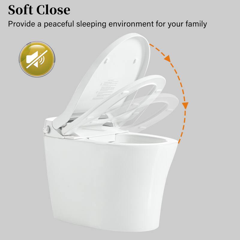 Smart Toilet with Heated Seat One Piece Elongated. Dual Flush 1.0 1.28 GPF. Foot Sensor Flush. Night Light