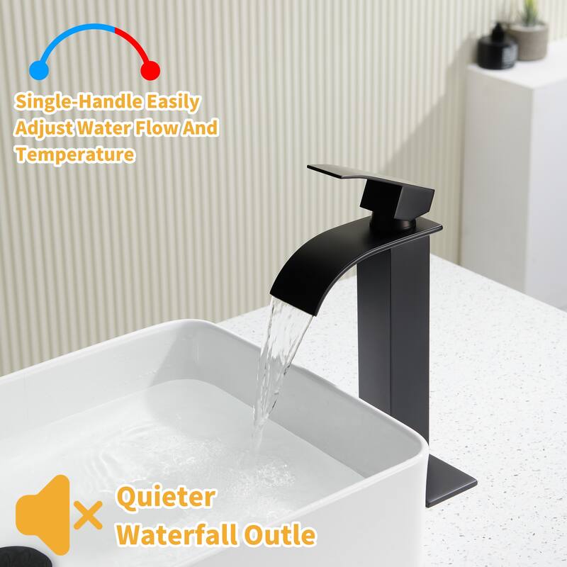 Single Handle Single Hole Tall Vessel sink Faucet with Deckplate Included