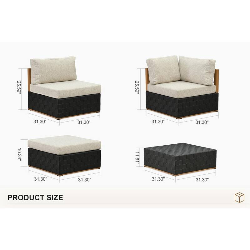 PURPLE LEAF GLFSF Outdoor sofas Black sofa with white seat for Yard Porch Deck Patio Conversation Sets