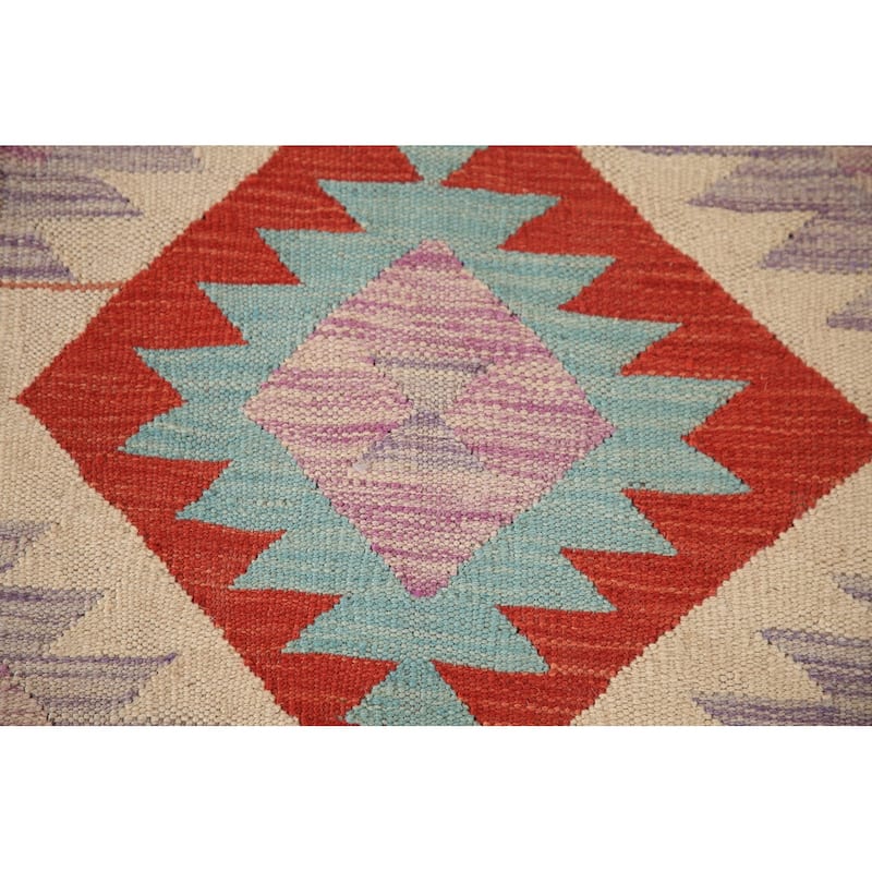 Reversible Kilim Oriental Accent Rug Hand-Woven Wool Carpet - 3'3"x 5'0"