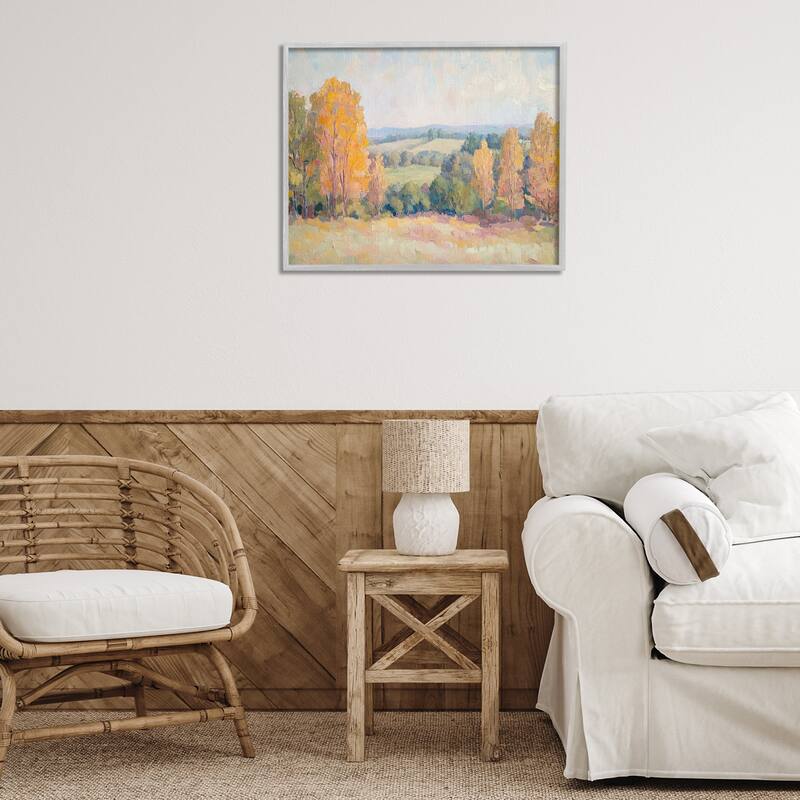 Stupell Countryside in Autumn Framed Giclee Art Design By Petal Prints Design