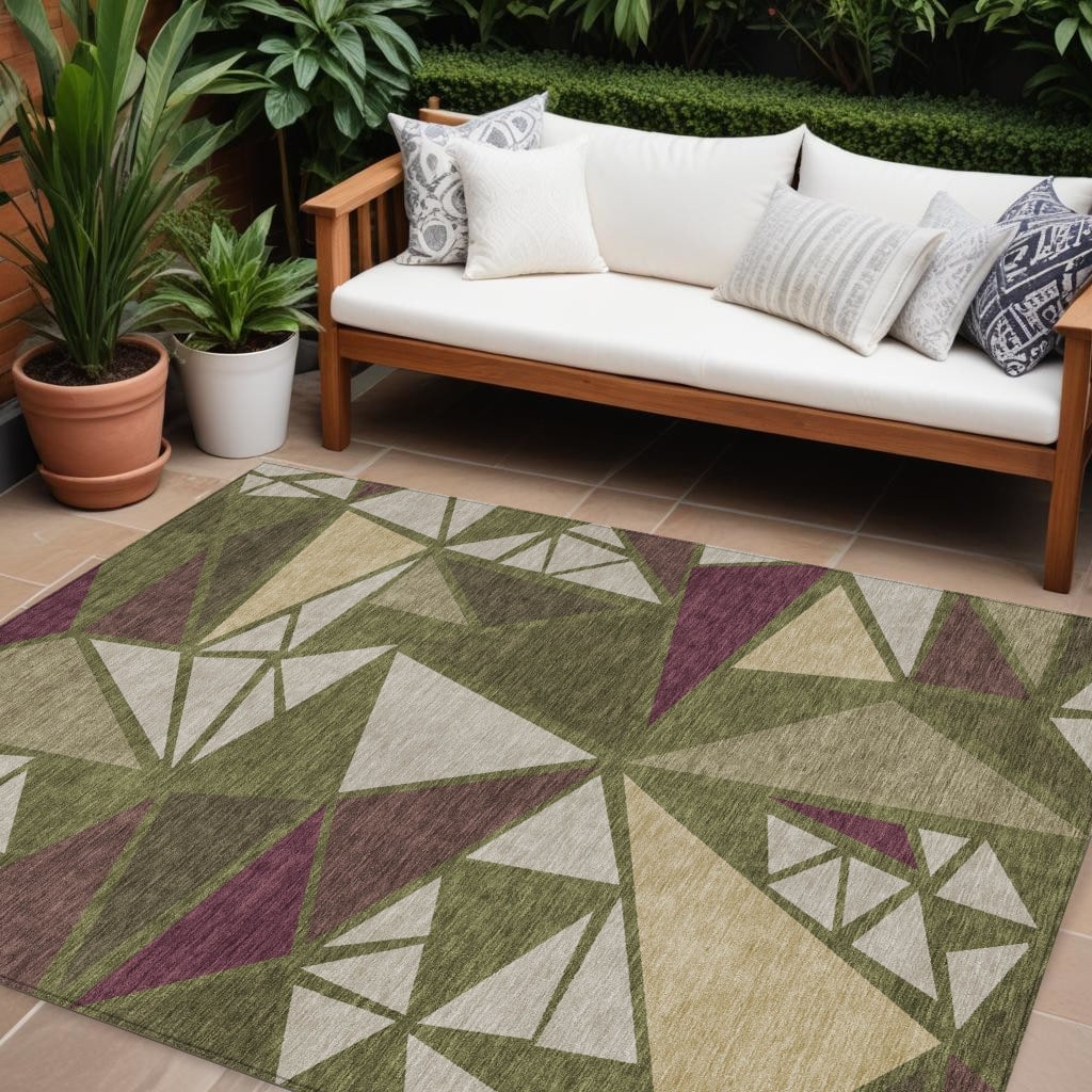 HomeRoots Geometric Transitional Rectangle Outdoor Rug