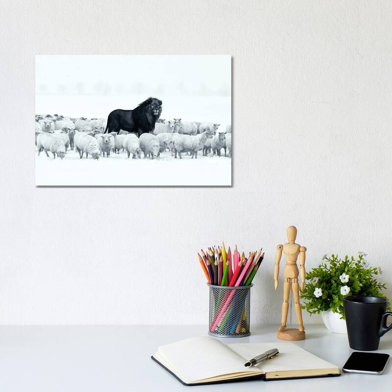 iCanvas "Lion Among Sheep" by Ruvim Noga Canvas Print - 8x12x0.75