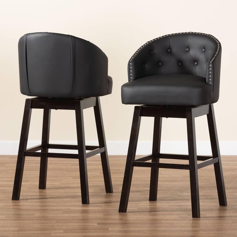 Traditional Faux Leather 30" Bar Stool by Baxton Studio