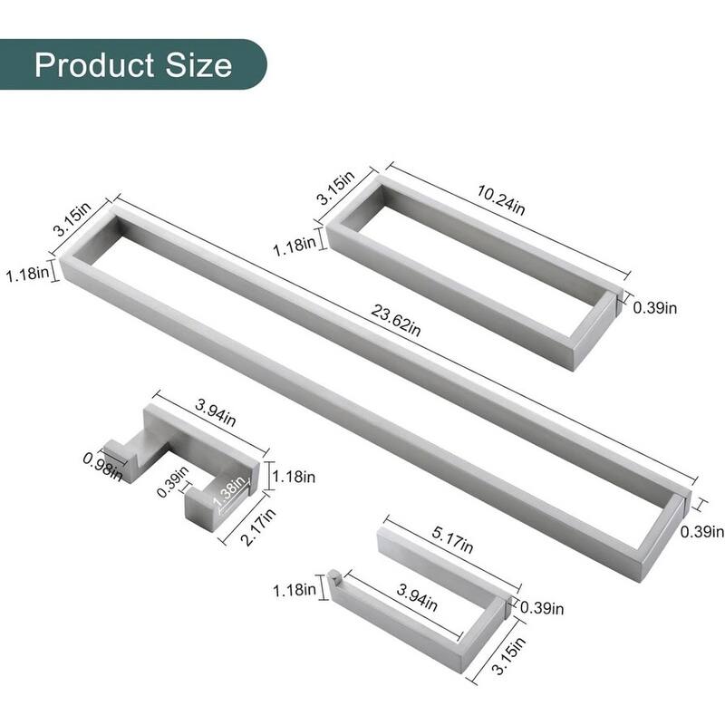 Wall Mounted Stainless Steel Bathroom Hardware Set, Polished Chrome Towel Bar Set