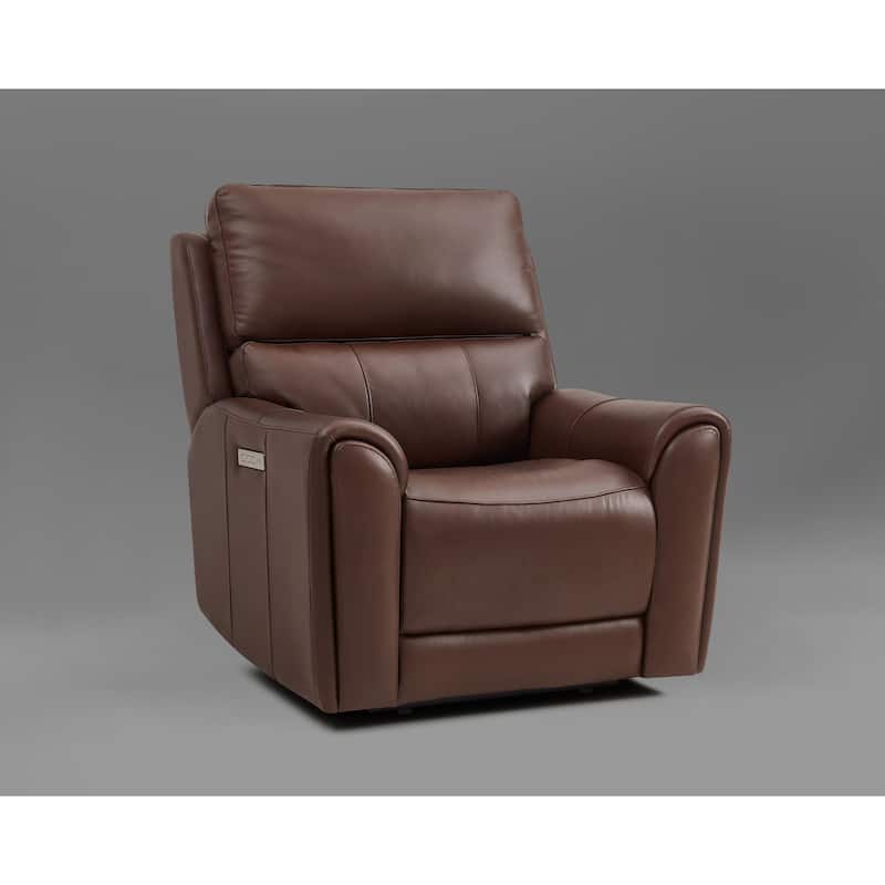 40'' W Top Grain Leather Triple Power Recliner with Extendable Legs, USB & USB-C Charging Ports