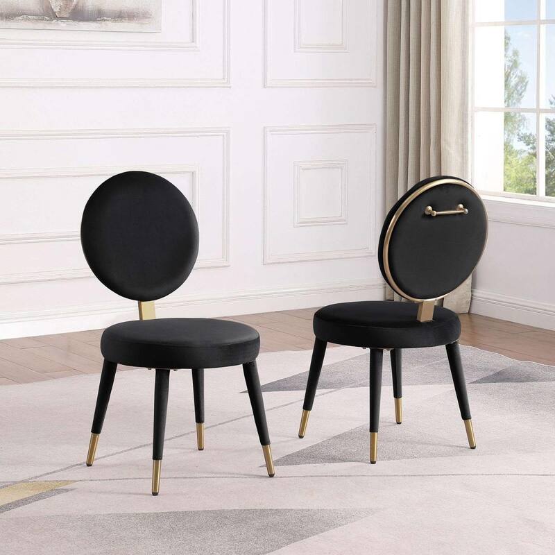 Modern Dining Chair Contemporary Luxury Upholstered Side Chair for Dining Room, Kitchen, Restaurant(Set of 2) - Black
