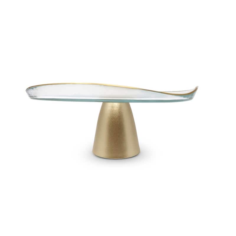 Organic Shaped Footed Cake Plate with Gold