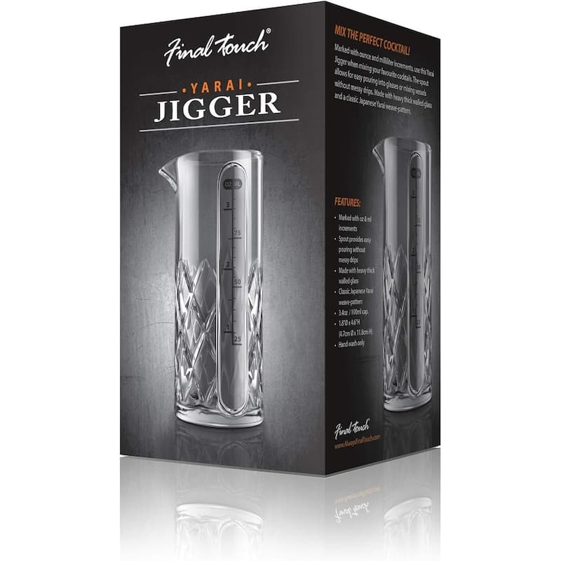 Final Touch Glass Yarai Measuring Jigger for Liquor - 3.4 Oz