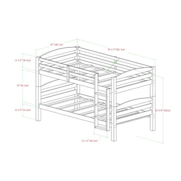 Walker Edison Solid Wood Christian Twin Convertible Bunk Bed - Honey