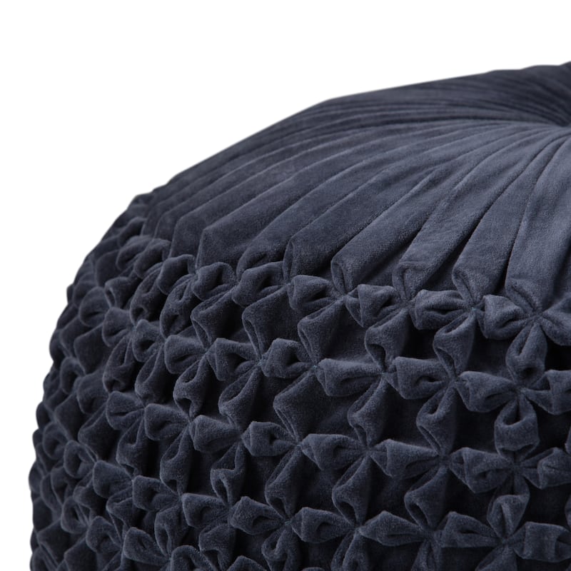 WYNDENHALL Vanessa Round Pouf in Velvet Fabric