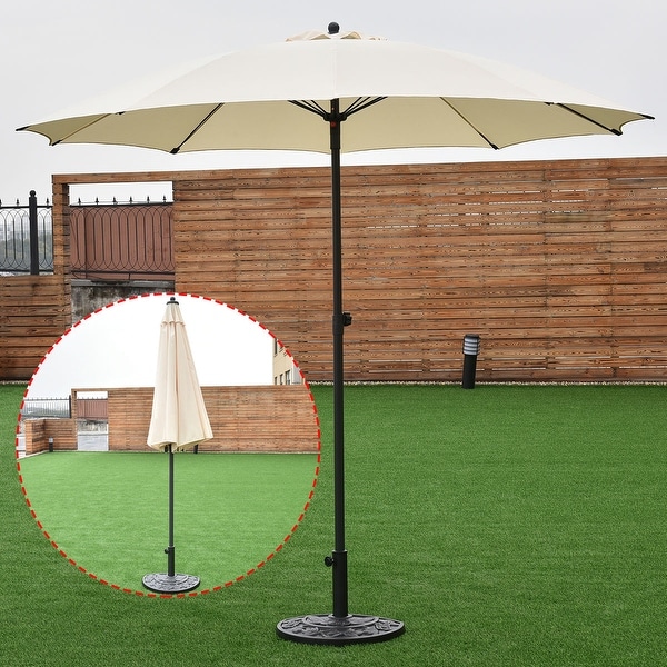 Costway 8.2Ft Height Adjustable Outdoor Patio Umbrella Market Sun Shade Beech beige