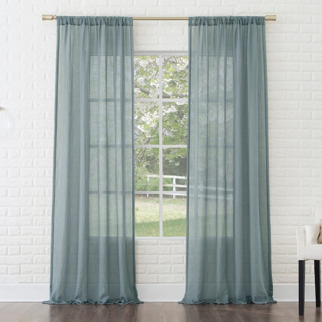 No. 918 Ladonna Crushed Texture Semi-Sheer Rod Pocket Curtain Panel, Single Panel - 50x84 - Harbor Blue
