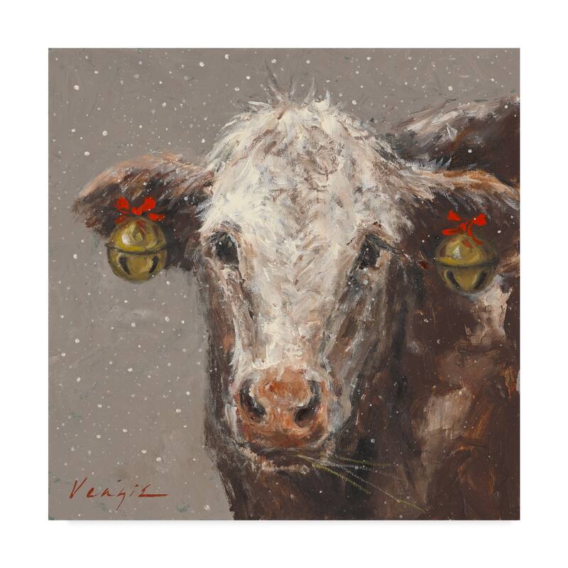 Mary Miller Veazie 'Patty The Brown Christmas Cow' Canvas Art
