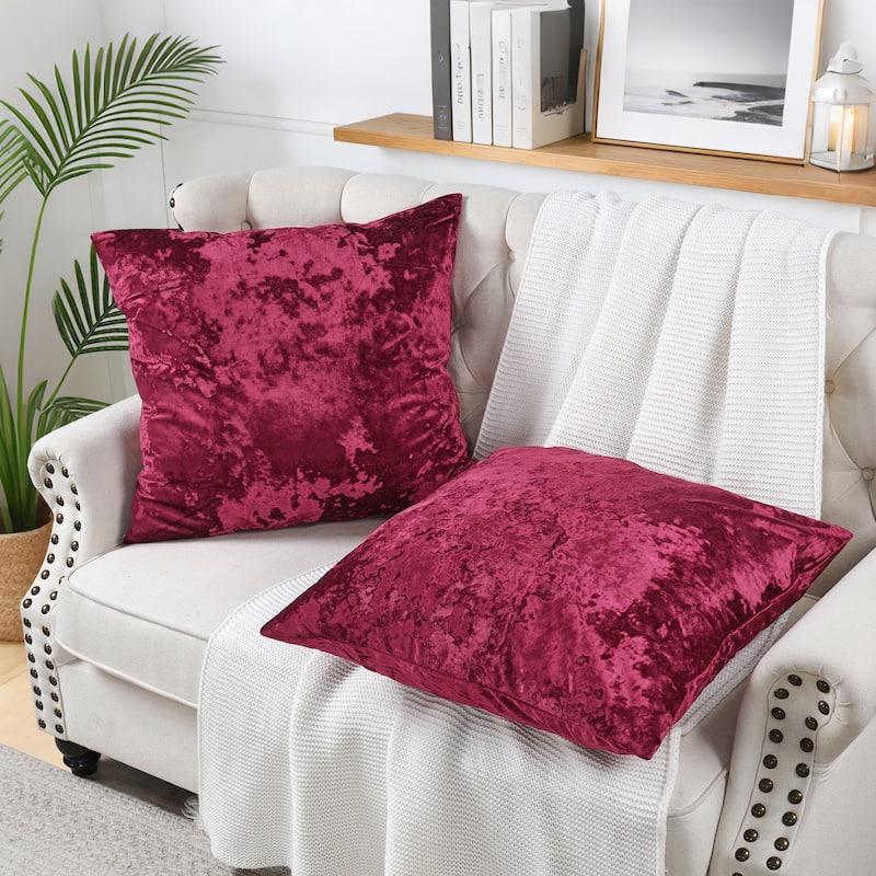 Rancho Crushed Velvet Throw Pillow Cover Set, NO INSERT - 26" x 26" - Garnet