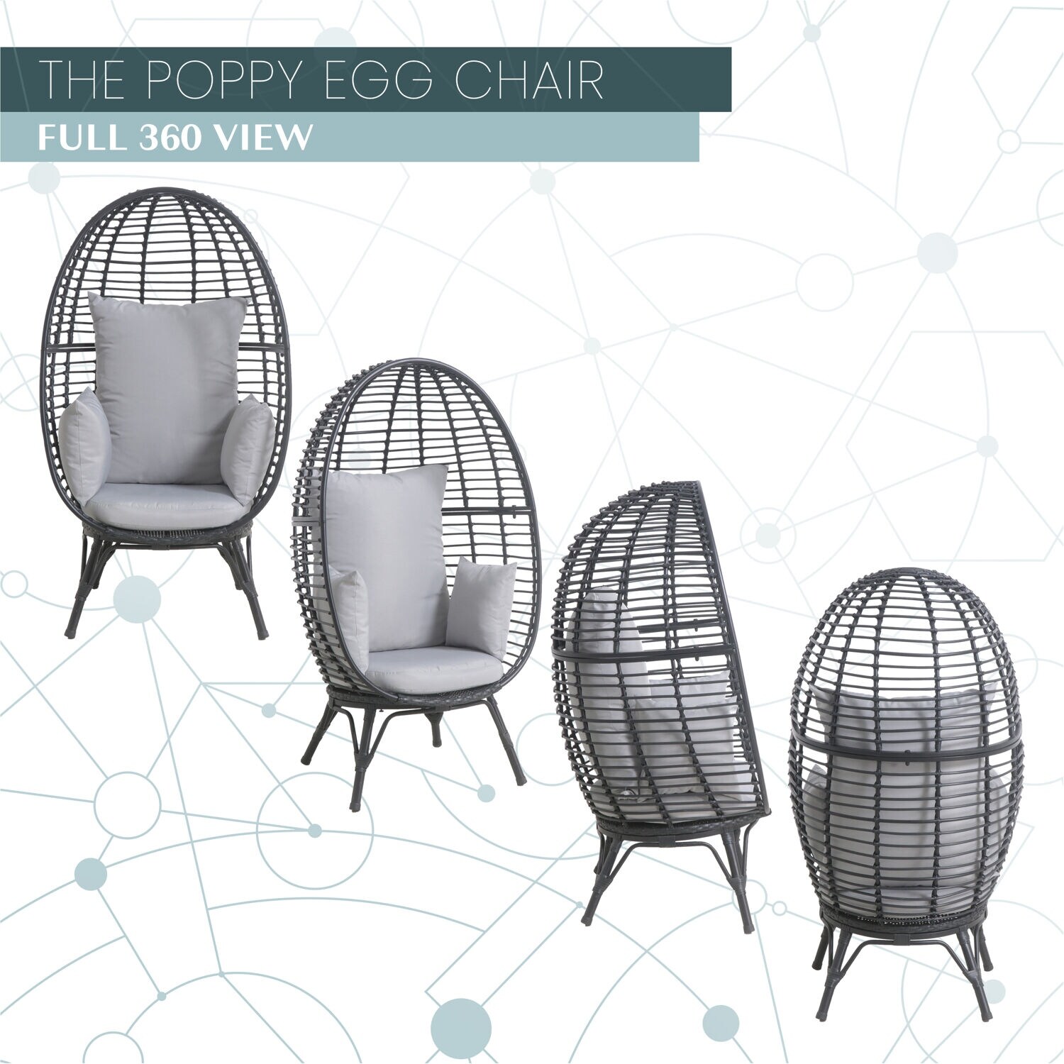 MÅd Poppy Stationary Egg Chair In Gray Overstock 31004441