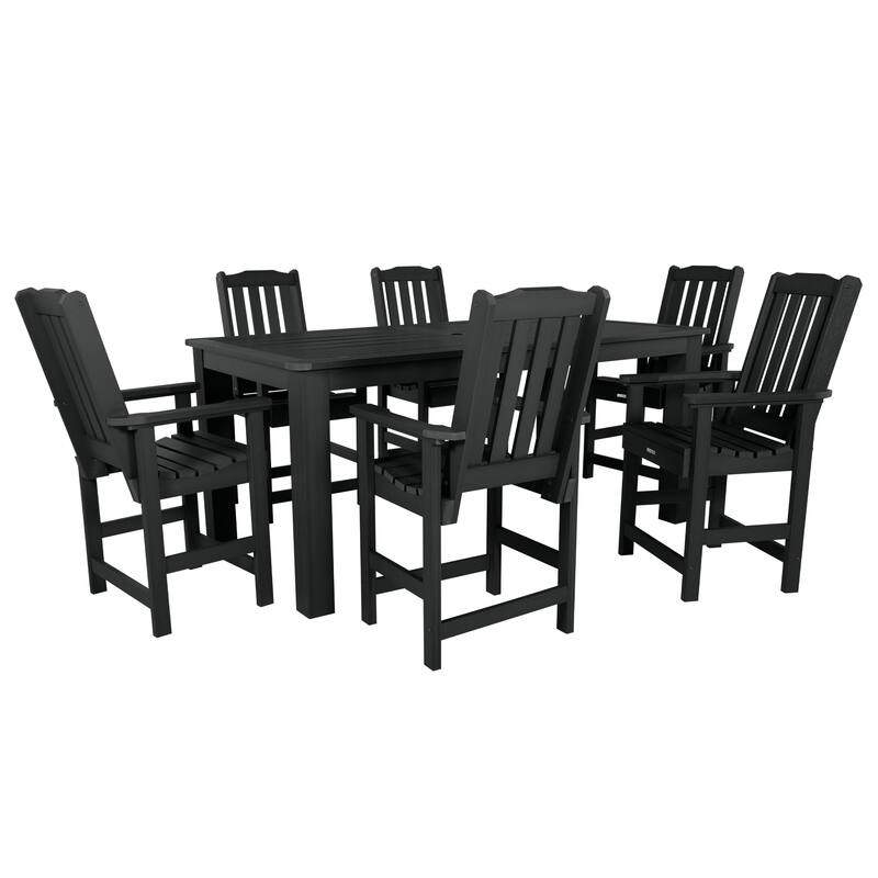 HIGHWOOD 7-Piece Outdoor Dining Set - 42" x 84" Table, Counter-height - Black