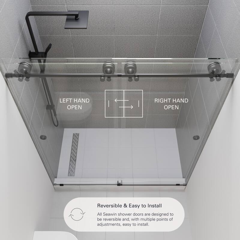 Seawin Hugo 44 - 48 x 78 inches Frameless Shower Door 3/8 in. (10 mm) Clear Tempered Glass with NanoShield Coating