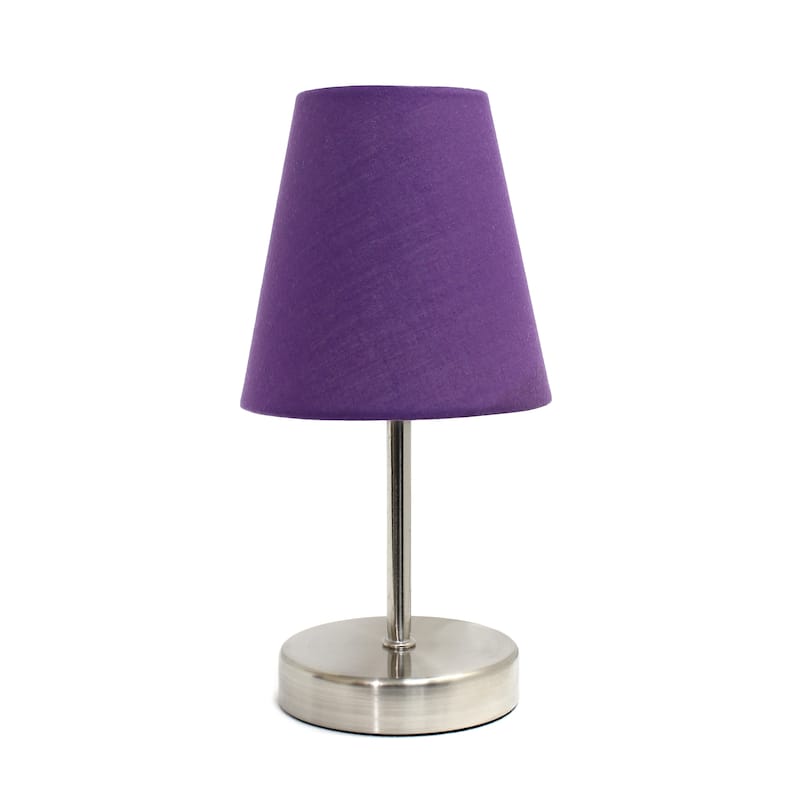 10.5" Petite Metal Stick Lamp in Sw Nickel w Fabric Shade