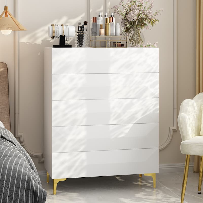 31.5"W Accent Cabinet Chest of Drawers Bedroom Highboy with a Twist - 31.5"x41.3"
