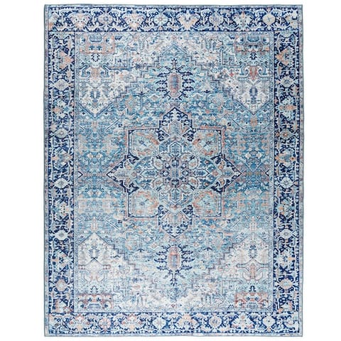 ReaLife Machine Washable Vintage Distressed Flatweave Area Rug