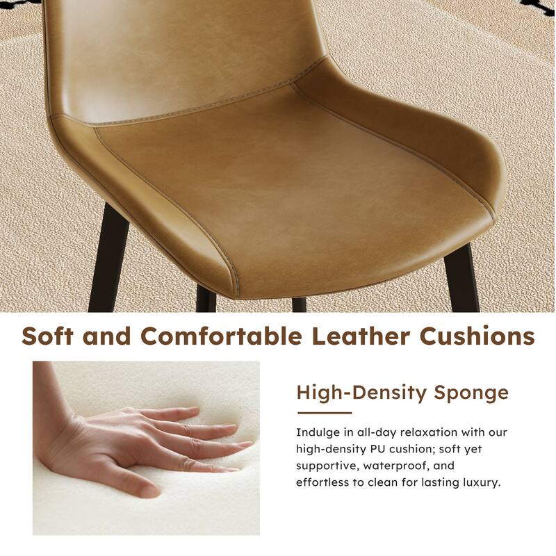 Brown Side Chair Reception Chair Meeting Room Chair Kitchen Chair Leather Armless Chair with Metal Legs