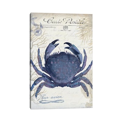 iCanvas "Seaside Postcard On Cream - Crab" by Fab Funky Canvas Print