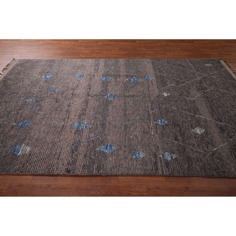 Grey Moroccan Area Rug Handmade Oriental Wool Carpet - 5'10"x 10'0"