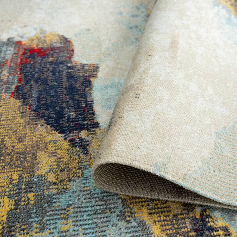 N Natori 24-Seven Outdoor/Indoor Multi/Sky Blue/Yellow Area Rug