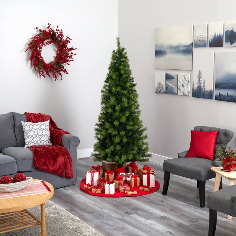 6.5' Green Valley Pine Artificial Christmas Tree with 300 Warm White LED Lights and 579 Bendable Branches