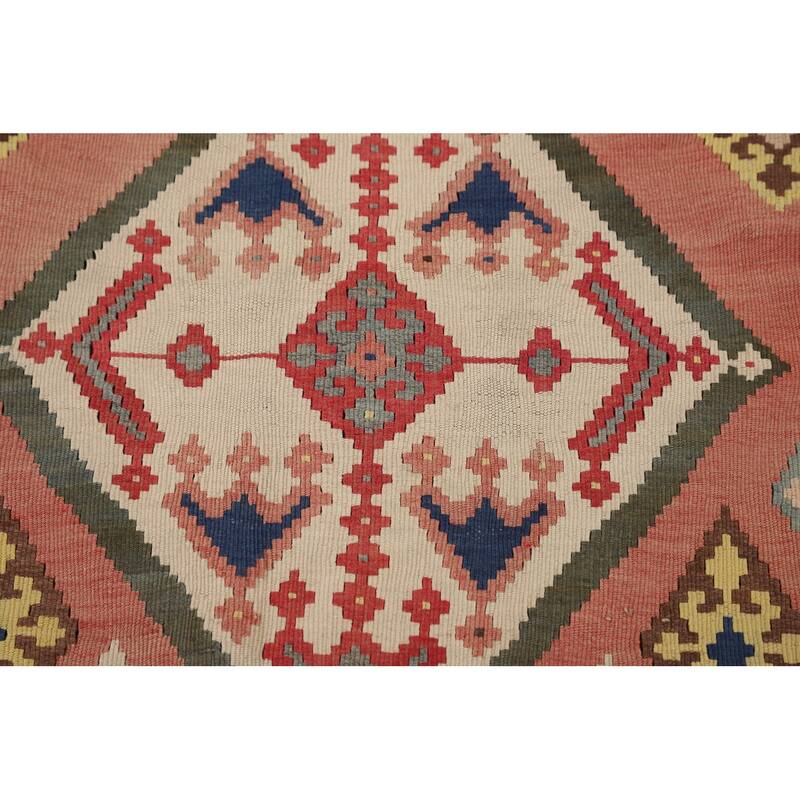 Kilim Qashqai Persian Vintage Rug Flatweave Reversible Wool Carpet - 5'3"x 7'9"