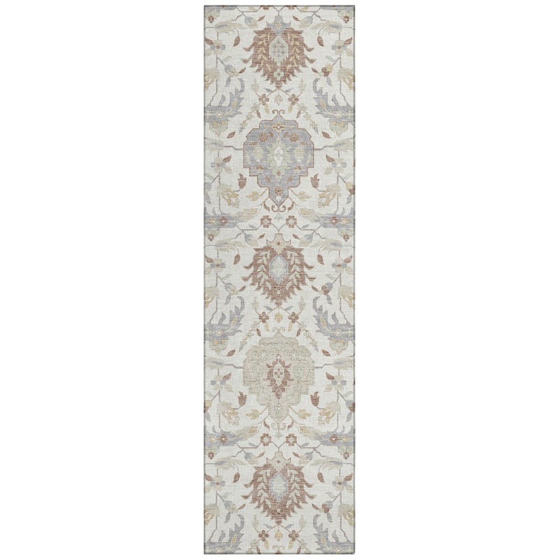 Machine Washable Indoor/ Outdoor Traditional Kashan Chantille Rug