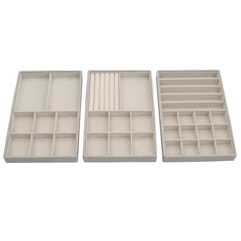 Household Essnetials Stackable Jewelry Storage Trays, 3-Tier, Silver