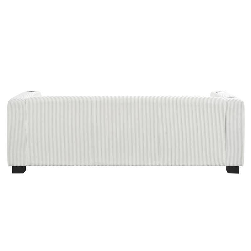80" Solid Wood 3-Seater Sofa with 2 USB ports and two cup holders