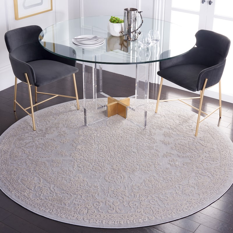 SAFAVIEH Vogue Mina Oriental Medallion Rug - 6'7" Round - Grey/Light Grey