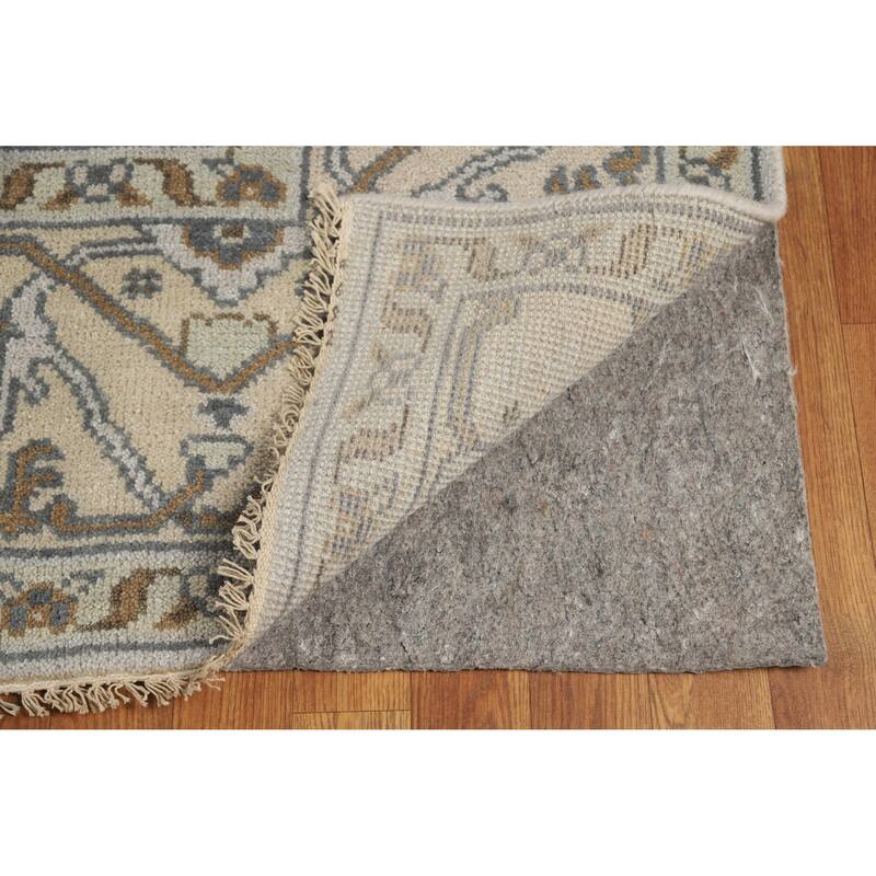 Transitional Oushak Indian Area Rug Handmade Grey Wool Carpet - 8'1" x 9'8"