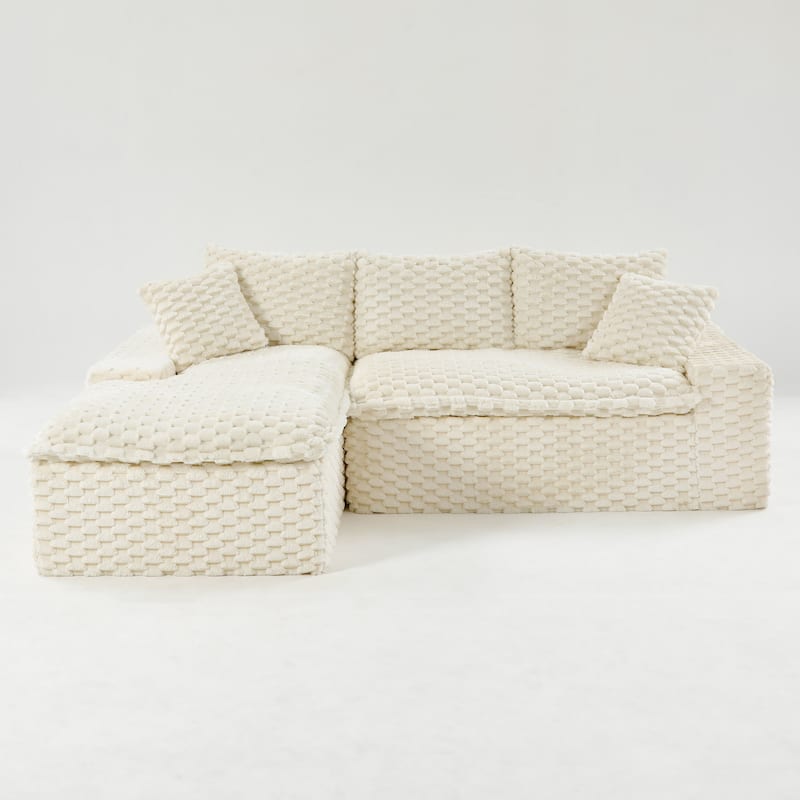 L-Shaped Sleeper Sectional Sofa Convertible Straight Sofa, Loveseat and Chaise Lounge Set for Living Room