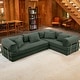 preview thumbnail 3 of 179, Jaxx Unsofa Modular Convertible Sectional Sofa with Fold Out King Sleeper Bed L-Shaped Sectional. - Corduroy Forest Dark Green