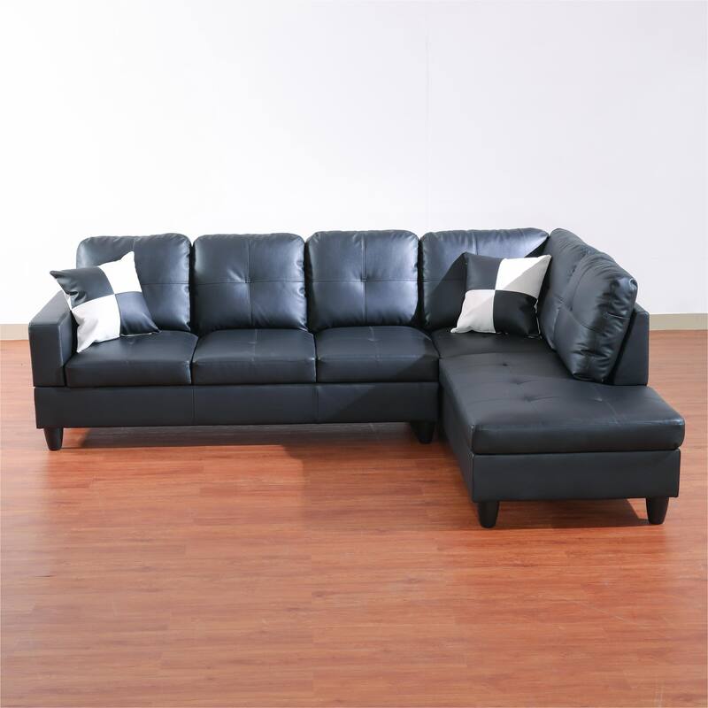 KISRAIS 103" Wide 2-Piece Vegan Leather Sectional Sofa
