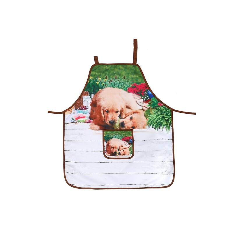 Apron With Pocket (Dogs Chewing Ball) - Set of 2 - Multicolor