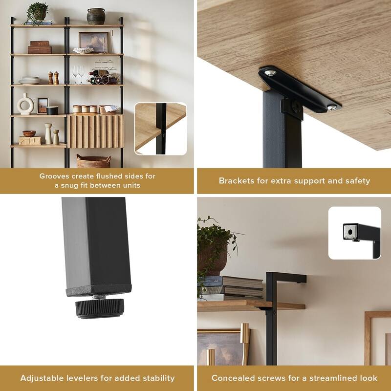 mopio Norwin 5-Tier Ladder Shelf, 3-Tier Ladder Shelf Cabinet & Ladder Desk Cabinet