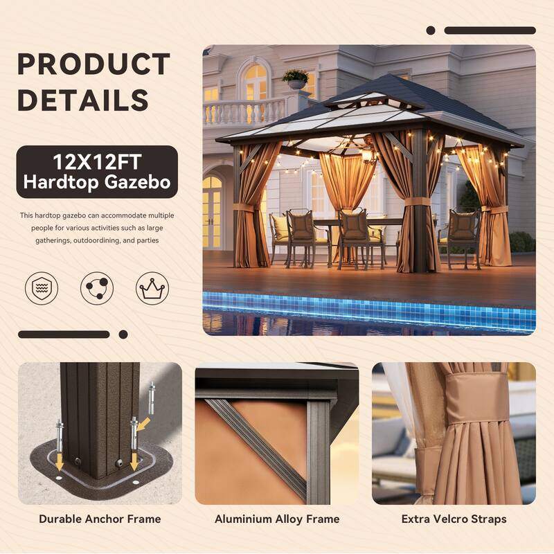 Outdoor Double Roof Hardtop Gazebo