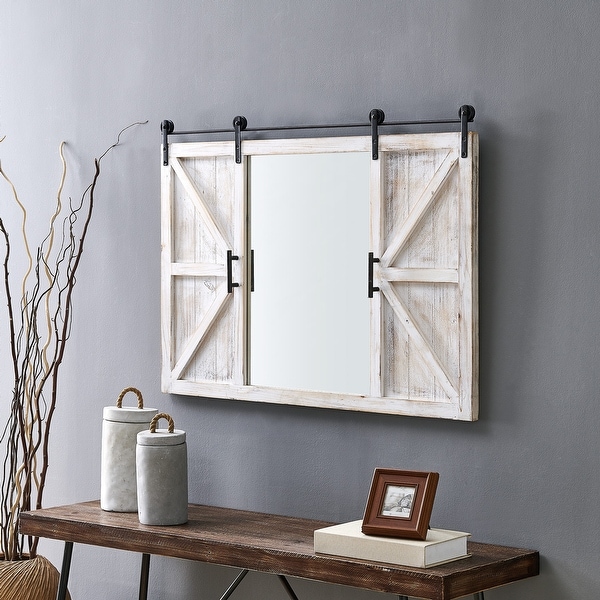 FirsTime & Co.® Hayloft Farmhouse Barn Door Mirror, American Crafted, White, Mirror, 36 x 2 x 24 in. Opens flyout.